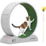 COZIWOW Cat Exercise Wheel Cat Treadmill for Indoor Cats with Brake & Carpeted Runway Easy to Install Large Cat Wheel for Most Cats 31.5", Light Grey