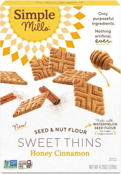 Simple Mills Sweet Thins Cookies, Seed and Nut Flour, Honey Cinnamon - Gluten Fr