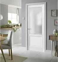 SARTODOORS Sturdy Double Barn Door 64 x 96 inches with Frosted Glass 12 Lites | Felicia 3312 Matte White | Top Mount 13FT Rail Hangers Heavy Set | Solid Panel Interior Doors