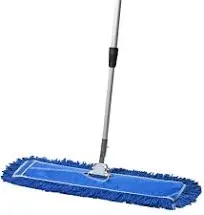 Commercial Dust Mop & Floor Sweeper, 24 in. Dust Mop for Hardwood Floors, Reusable Dust Mop Head, Extendable Mop Handle, Industrial Dry Mop for Floor Cleaning & Janitorial Supplies, Blue