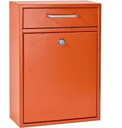 Mail Boss Wall-Mount Locking Drop Box 16.2&#034; H X 11.2&#034; W, Galvanized Steel Orange