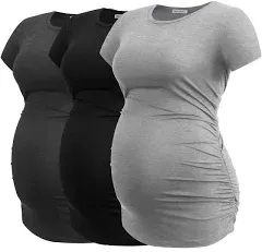 Smallshow Women's Maternity Shirt Tops Side Ruched Pregnancy Clothes Summer