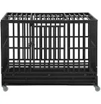 Bestpet Heavy Duty Dog Crate Indestructible Dog Cage Dog Kennel for Large Medium Dogs 48 Inches Pet Playpen for Training Indoor Outdoor with Plastic