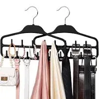 SMARTAKE 2-Pack Belt Hangers, 360 Degree Rotatable Tie Racks with 11 Hooks, Non-