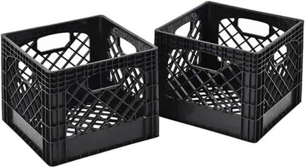 CintBllTer 11" x 13" x 13" Black Milk Crate (Pack of 2)