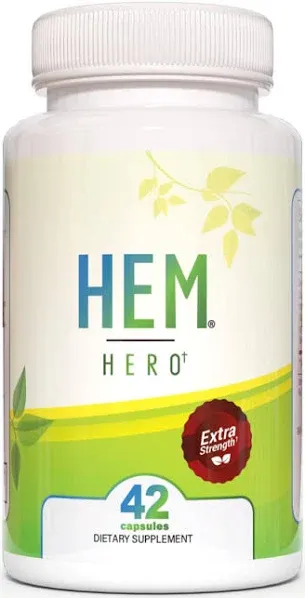 Hem Hero Extra Strength Hemorrhoid Treatment - Reduce Swelling, Soothe Itching & Irritation - 100% Natural - 42 Vegetarian Capsules