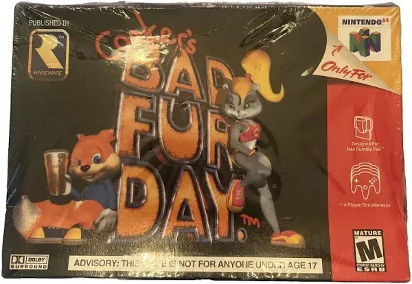 Conker&#039;s Bad Fur Day (Nintendo 64, 2001) Cleaned / Tested / Authentic - N64 -514