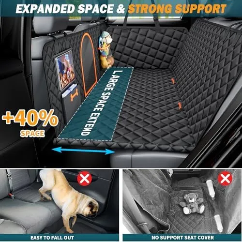 Bwakd Back Seat Extender for Dogs Large Hard Bottom Car Seat Cover Waterproof Sturdy Nonslip Pets Dog Hammock Backseat Protector for Car,SUVs