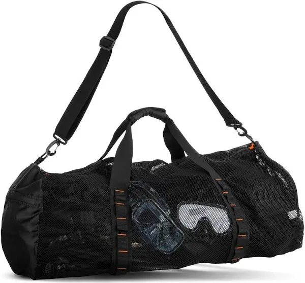 Fitdom 90L Large Mesh Duffle Bag for Scuba Dive or Snorkel Equipment. Best for Water Sports & Beach Activities like Swimming, Diving & Snorkeling. Perfect for Travel, Storage Swim Gym Gears & Balls