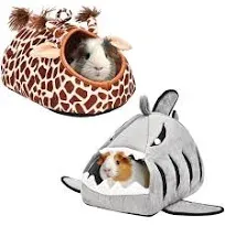 Avont 2 Pack Guinea Pig Bed House Hideout, Small Animal Hideaway Cage Accessories, Washable Warm Sleeping Bed for Dwarf Rabbits Chinchillas Hamsters