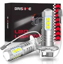 BRISHINE H3 LED Fog Light Bulbs 6000K Xenon White, Extremely Bright 3030 Chips 2