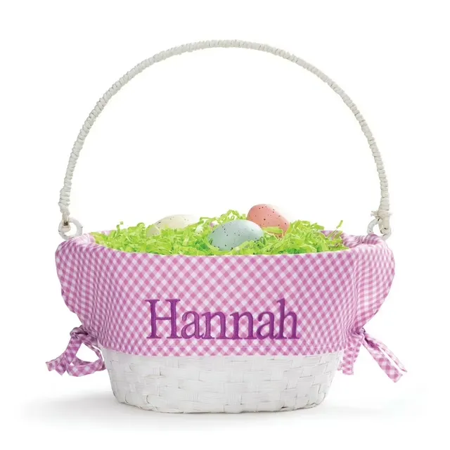 Personalized Wicker Easter Basket Purple Liner