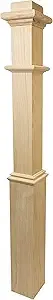 961 - Wood Box Newel - Plain Style with Pedestal - 56 by 4 1/2 Inches (Red Oak)