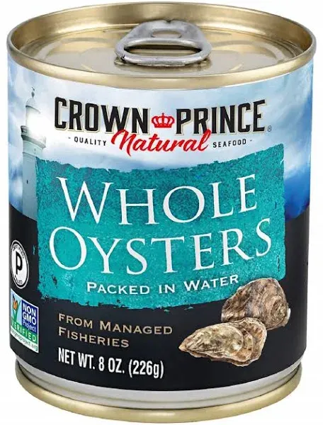 Crown Prince Natural Whole Boiled Oysters, 8-Ounce Cans (Pack of 12)