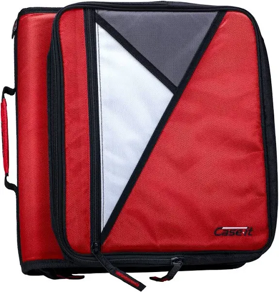 Case-it The Universal Zipper Binder - 2 Inch O-Rings - Padded Pocket That Holds up to 13 Inch Laptop/Tablet - Multiple Pockets - 400 Page Capacity - Comes with Shoulder Strap - Fire Engine Red LT-007