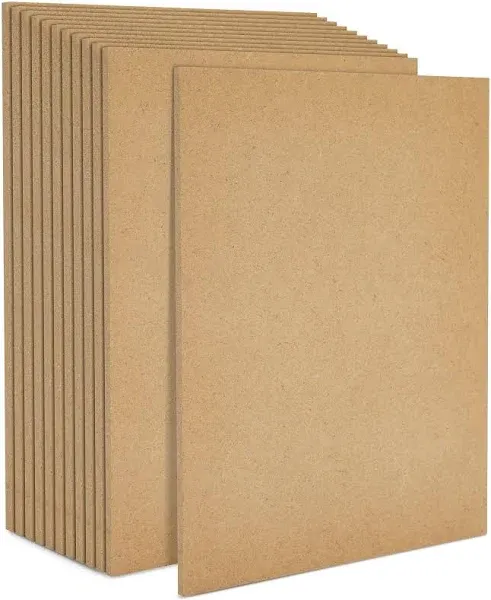 0.25" Thick Blank MDF Chipboard Sheets for Painting, Arts and Crafts (8 x 10 in, 12 Pack)