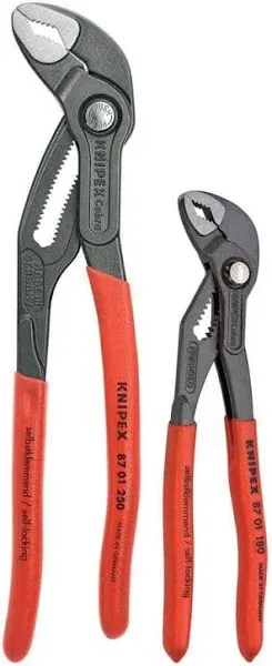 KNIPEX Tools - 2 Piece Cobra Pliers Set (87 01 180 & 87 01 250) (003120V01US) & 72 8 Forged Wire Stripper, 8-Inch