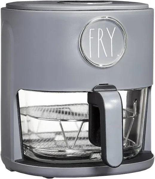 Rae Dunn 1200W 4Qt Air Fryer with GLASS Frying Basket, Dishwasher Safe, 2 Tier T