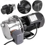 Happybuy Shallow Well Jet Pump with Pressure Switch 3/4HP Jet Water Pump 131 ft Stainless Steel Jet Pump to Supply Fresh Well Water to Residential