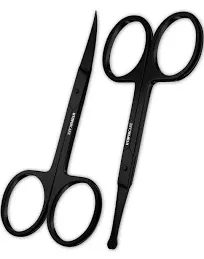 Utopia Care Eyebrow Scissors, Small Scissors for Men and Women - Curved and Rounded Nose Hair Scissors for Grooming Mustache, Beard, Eyelashes, Ear Hair Trimming- Professional Stainless Steel - Black