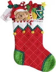 Bucilla Felt Stocking Applique Kit 18&#034; Long-Holiday Teddy