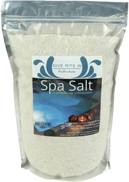 Dive Rite in Hot Tub Salt and Spa Salt for All Salt Water Systems Including Hotspring, Jacuzzi, Caldera, and Chloromatic - 8 Pounds