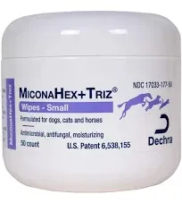 Dechra MiconaHex + Triz Antimicrobial Wipes for Dogs Cats &amp; Horses 50 Wipes