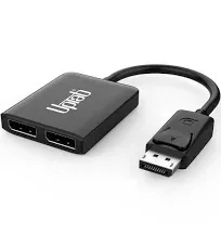 uptab DisplayPort to Dual DisplayPort 8K MST Adapter with Two DisplayPort to DisplayPort 6.56FT M/M Cables