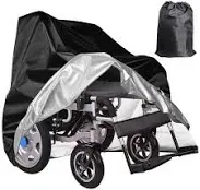 Wheelchair Covers Waterproof Mobility Scooter Outdoor Storage Covers Electric Wheel Chair Cover for Travel Wheelchair Storage Bag Protector from Dust Dirt Snow Rain Sun Rays,Black,115x75x130cm