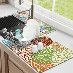 2PCS 12&#034;x 20&#034; Dish Drying Mat &amp; 24&#034; x 5.5&#034; Sink Splash Guard, Super Absorbent...