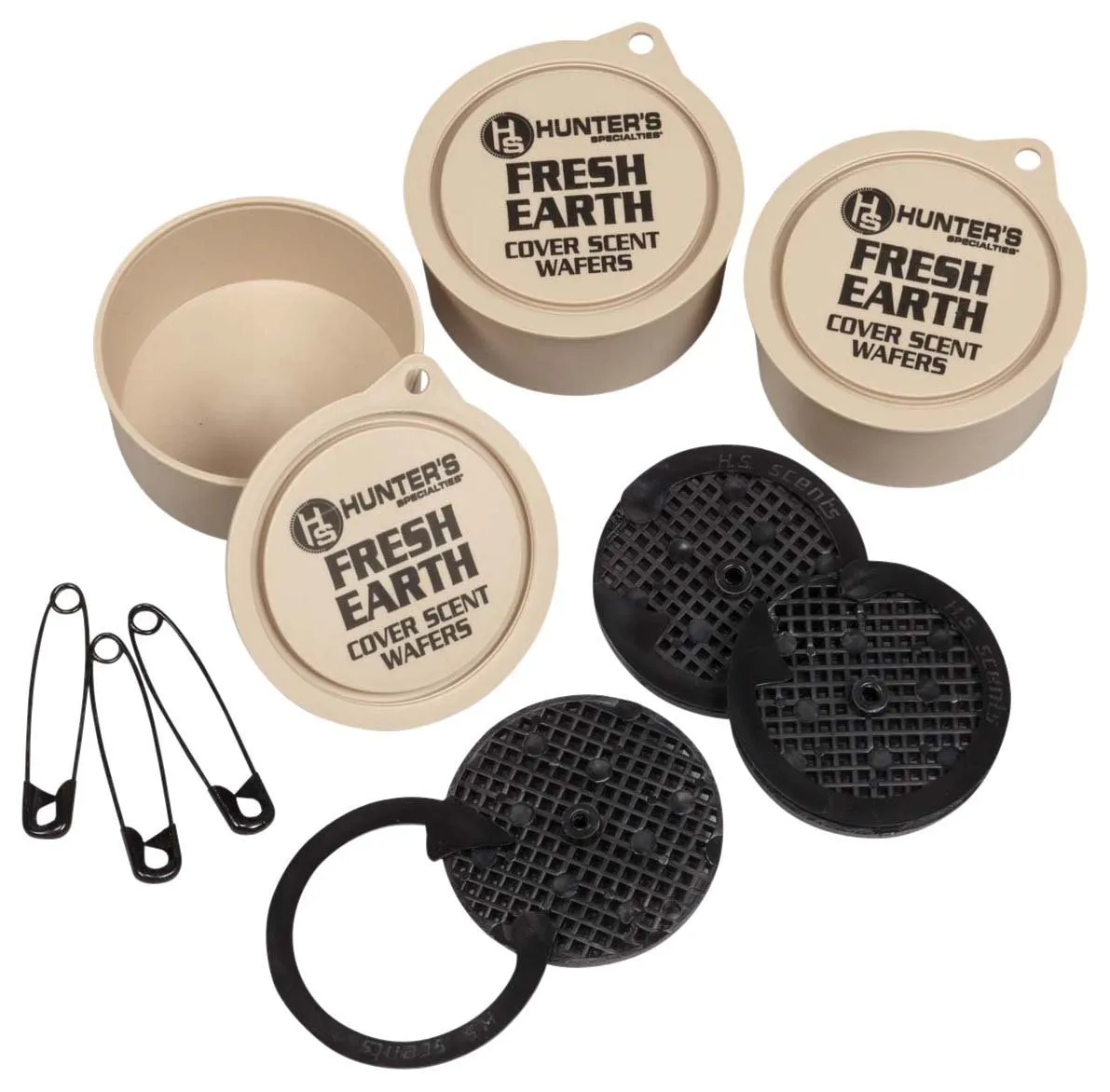 Hunters Specialties Long Lasting Fresh Earth Cover Scent Wafers for Hunting - 9 Wafers Per Pack, 3 Storage Containers Included