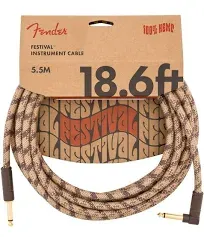 Fender Festival Instrument Cable 10' Pure Hemp Brown Stripe