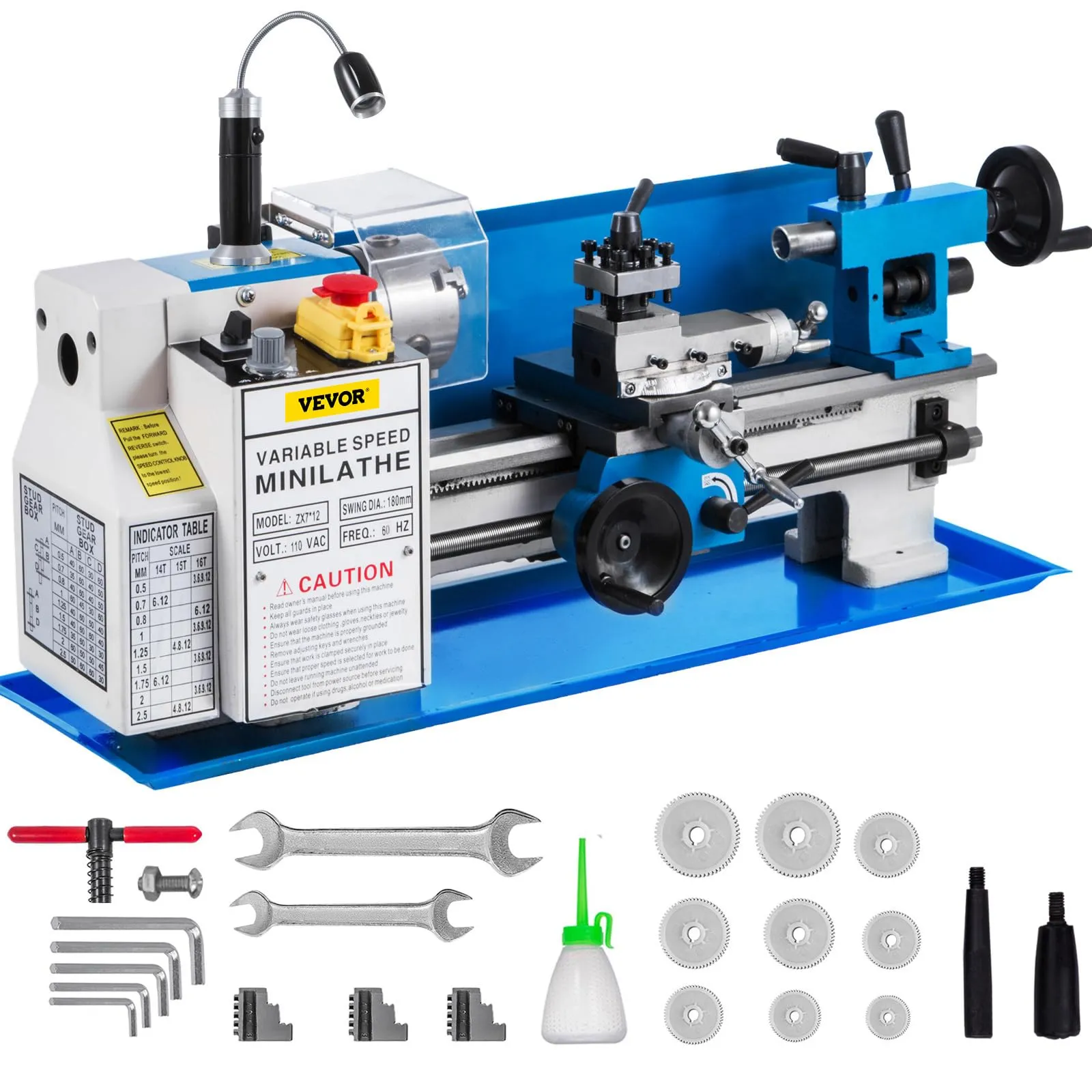 7x12 Precision Bench Top Mini Metal Milling Lathe Variable Speed 50-2500 Rpm Nylon Gear With A Movable Lamp - Buy Metal Lathe
variable Speed Lathe
metal Processing Product on Alibaba.com