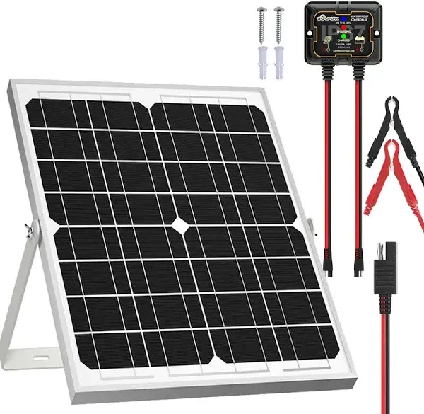 SOLPERK Solar Panel Kit 20W 12V, Solar Battery Trickle Charger Maintainer +