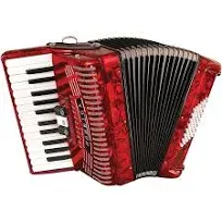 Hohner Accordions 1304-RED 48 Bass Entry Level Piano Accordion, Pearl Red