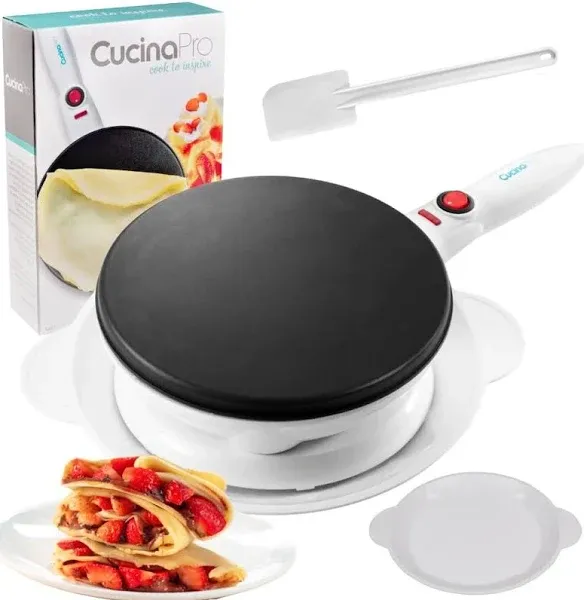 Cordless Crepe Maker- FREE Recipe Guide, NonStick Dipping Plate plus Base &amp; B...