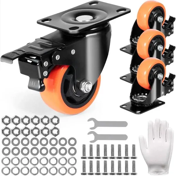 VEVOR 3-Inch Swivel Plate Caster Wheels