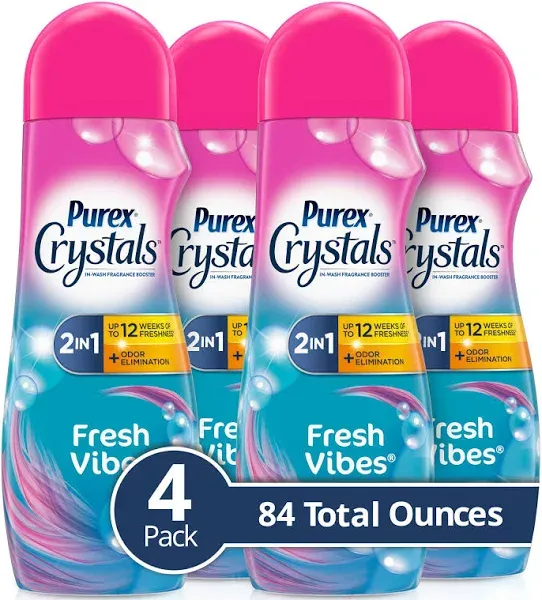 Purex Crystals in-Wash Fragrance and Scent Booster, Fresh Vibes, 15.5 Ounce (Pack of 4)