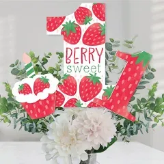 Big Dot of Happiness Berry First Birthday Sweet Strawberry Fruit 1st Birthday Party Centerpiece Sticks Table Toppers