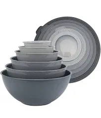  Mixing Bowls with Lids - 12 Piece Plastic Nesting Bowls Set includes 6 Prep 