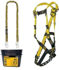 DEWALT Fall Protection Kit D1000 Harness, 5 Point Adjustment Pass-Thru Tongue