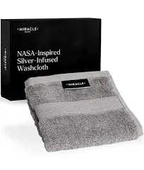 Miracle Made Wash Cloth - Stone 13 x 13 inches - Silver Ion Cotton Bath Towel Cloth - Ultra Soft Plush Fade Resistant Highly Absorbent Quick Drying Bath Wash Cloth - Silver Infused Towels