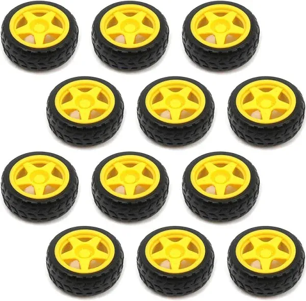 T Tulead Toy Tire Wheels Plastic Wheels Robot Parts 2.6-Inch Diameter Gear Wheel Pack of 12