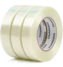 3Pack Mono Filament Strapping Tape 6.2mil x 1Inch x 60yds Commodity Grade Hea...