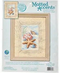 Dimensions Shells in the Sand Counted Cross Stitch Kit, Ivory 14 Count Aida Cloth, 8'' W x 10'' D