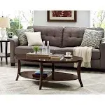 Roundhill Furniture Perth 3-Piece Espresso Oval Coffee Table with End Tables Set