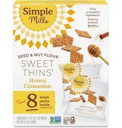 Seed &amp; Nut Flour, Sweet Thins, Honey Cinnamon, 8 Packs, 0.8 oz (23 g) Each