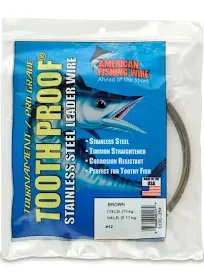 American Fishing Wire Tooth Proof Stainless Steel Single Strand Leader Wire,