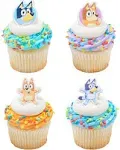 DecoPac Bluey So Much Fun Rings, 24 Cupcake Decorations Featuring Bluey, Bingo