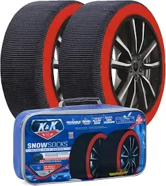 K&amp;K Automotive Snow Socks for Car Tires Pro Series for Ultimate Grip - 2 Pack M